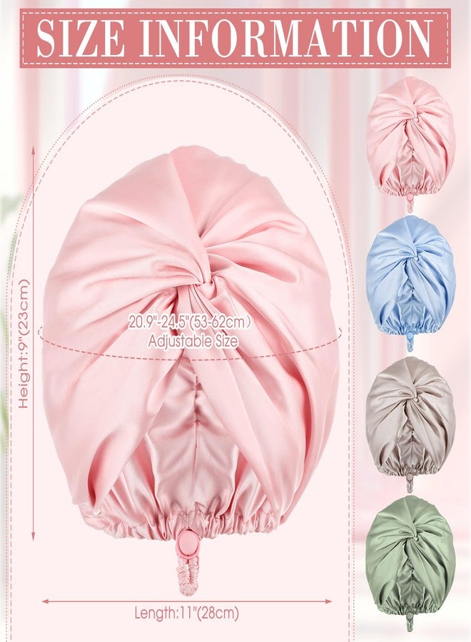 Maiteenly 4 Pcs Silk Satin Bonnet for Sleeping Double Layer Hair Wrap Night Sleep Cap Turban for Women Gift Long Curly Straight Hair(Light Color) - Image 2